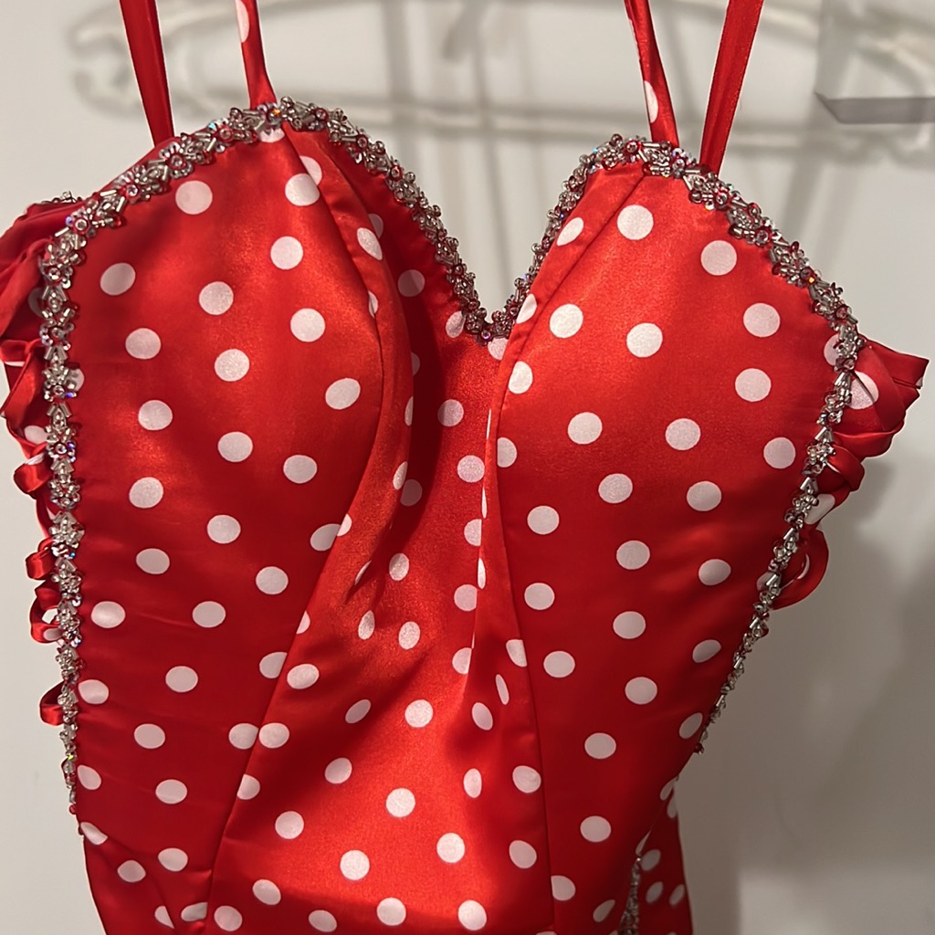 Mori Lee Red And White Polka Dot Formal Dress